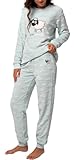 LITTLE UNICORN D659 - Pijama Mujer coralina Dibujada Nubes con Oveja Mujer Color: Celeste Talla: M