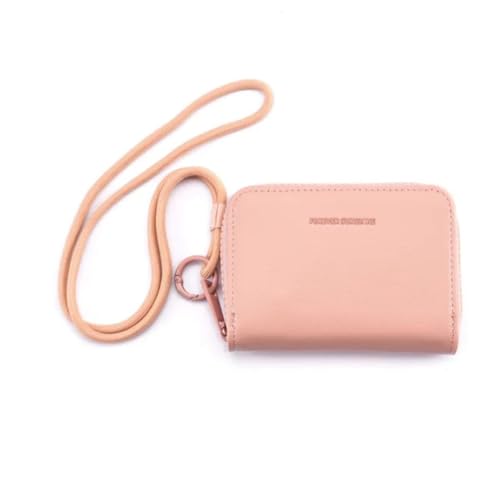 Minimalist PU Leather Wallet for Women Compact Zipper Coin Purse with Key Ring – Small Bifold Card Holder in 8 Vibrant Colors Ideal for Travel, Daily Use & Gifts (Peach)