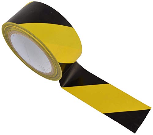 Aadvay EnterprisesFloor Marking Tape/Yellow/Black Zebra Strip, (48 mm X 30 Meters, Pack of 2)