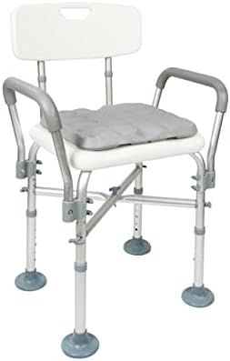 KMINA - Shower Chairs for the Elderly (330 lbs) with Double Reinforced Crossbar and Cushion, Shower Stool with Back, Heavy Duty Bath Seat for Adults, Shower Seat White, Free Assembly - Made in Europe
