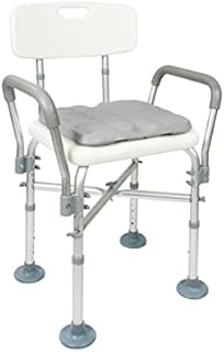 KMINA - Shower Chairs for the Elderly (330 lbs) with Double Reinforced Crossbar and Cushion, Shower Stool with Back, Heavy Duty Bath Seat for Adults, Shower Seat White, Free Assembly - Made in Europe