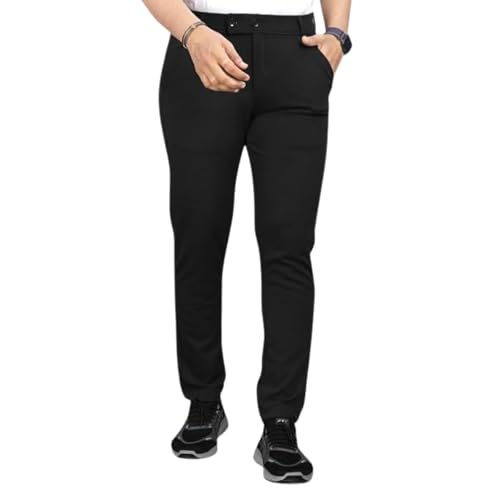 Image of MiraMichi Men's Slim Fit Formal Trousers - Crafted from Premium Lycra Blend Fabric, Solid Pattern, Ideal for Formal Occasions
