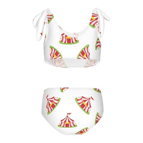 Exnundod Red and White Striped Circus Girls Swimsuit Bathing Suit Two Piece Bikini Sets Swimwear 3-12T2