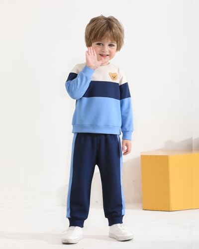 Image of NZRVAWS Toddler Baby Boy Clothes Pullover Sweater Ripped Jean Sweatsuit Little Boy Outfit Fall Winter Clothing Set 6M-7T
