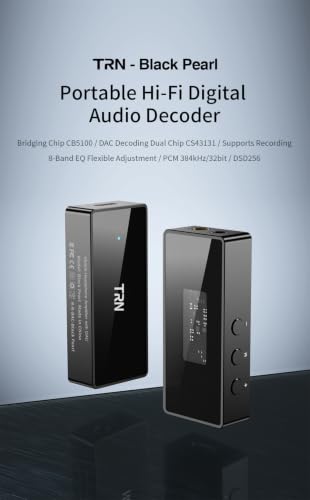 TRN BlackPearl 小型アンプ DAC スマホ AMP 【ハイレゾ対応】 32bit/384kHz DSD256 チップCS43131 イヤホンアンプ ポータブル ヘッドホンアンプ Type-C タイプC 3.5mm+4.4mm ジャック (BlackPearl)