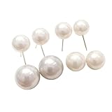 Juego de aretes clásicos de perlas blancas para mujer, 3 pares de elegantes aretes redondos con brillo brillante y postes plateados