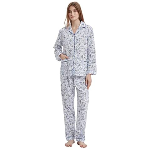 GLOBAL Conjuntos de Pijama para Mujer algodón con botones Cover