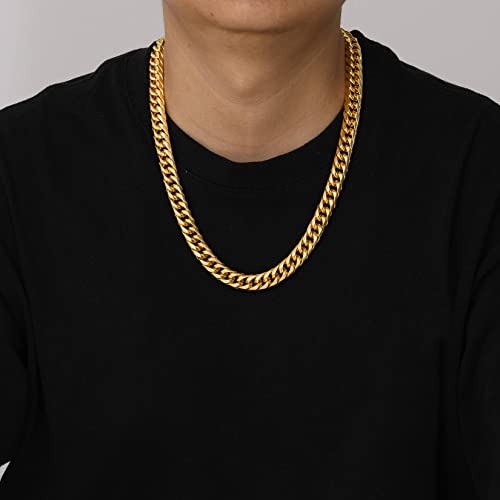 U7 Chunky Franco Curb Chain 12Mm Wide 18K Gold Plated Stainless Steel Hip Hop Necklace Cuban Link Chain For Men (28 Inch) #TOP1