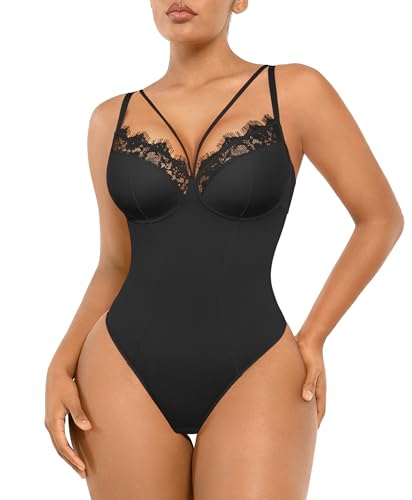 SHAPELLX Women's Lace Bodysuit Tummy Control Thong...