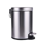 Round Small Trash Can with Lid Soft Close and Removable Inner Wastebasket, Anti-Fingerprint Brushed