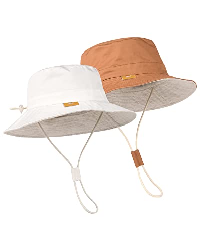 Image of Baby Sun Hat for Boy Girl Toddler Summer Bucket Hat Kids Sun Protection Beach Hat Cotton Baby Hats