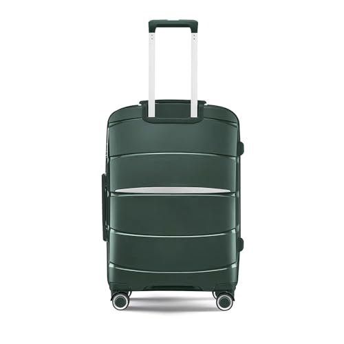 Fancial Expandable Luggage with Spinner Wheels, Green, Checked-Medium 24-Inch3