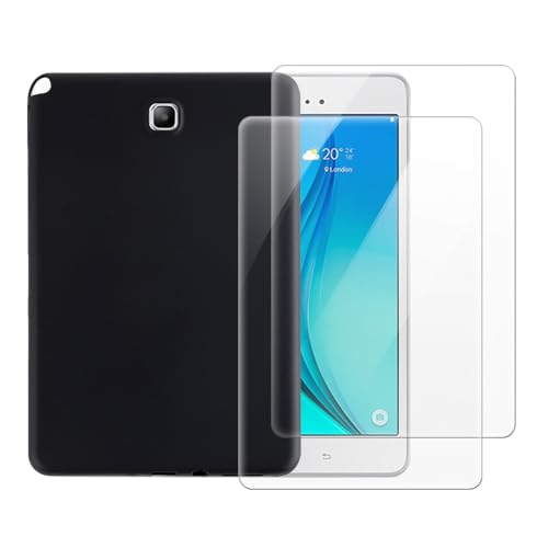 Verre trempé Samsung Galaxy Tab A 8.0 2015 avec étui noir anti-rayures