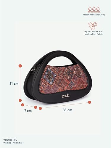 Image of ZOUK Nadia Sling Bag for Women - Stylish Crossbody with Cutout Top Handle | Handcrafted Shoulder Bag with Multiple Pockets & Water-Resistant Lining | Formal & Casual Use |