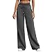 Womens Sweatpants Casual Wide Leg Baggy Y2K Pants High Waisted Drawstring Palazzo Joggers Fashion Outfits Clothes with Pockets 2025 Trousers Athletic Straight Flared Joggers with Pockets Dark Gray