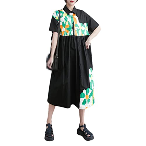 Robe d'été légère noire en coton ample taille unique vêtement femme