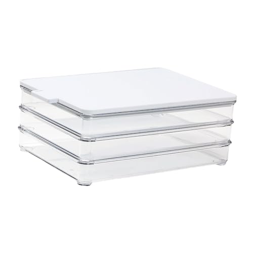 Colcolo Contenedor para Fiambres, Bandeja Apilable para en El Frigorífico con Tapa para Tabla de Cortar, Contenedor para Y Embutidos en El Cong, 3 Capas