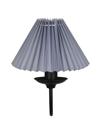 Image of Homesake Antique Brass Wall Sconces Lighting Fixture, E27 Industrial Vintage Gold Wall Light Lamp Bathroom Decor for Bedroom Living Room, Black, Fabric Shade, (Grey Pleated)