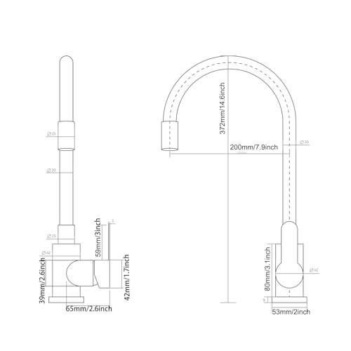 Wasserhahn Küche mit 360° Flexibler Schlauch, Hochdruck Schwenkbar, Biegsamer Küchenarmatur Wasserhahn für die Küche, Kitchen Faucet Edelstahl Schwarz