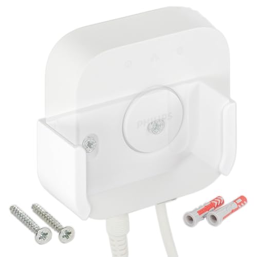 Wandhalterung passend für Philips Hue Bridge V2.1 - weiß – robuste Halterung mit sicherem Halt zum Einstecken – freie Kabelführung - inkl. Befestigungsmaterial – platzsparende Wandmontage