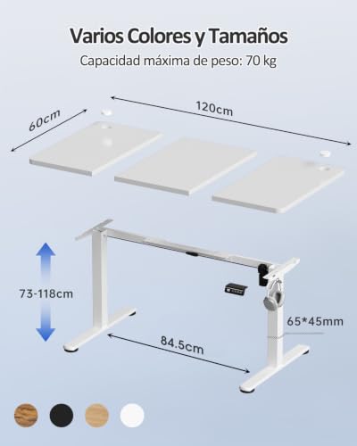 Miniatura 2 de Devoko 120x60 Cm Escritorio Regulable En Altura, Escritorio Elevable Eléctrico Telescópico Bidireccional, Escritorio De Oficinay Hogar, Para Estudio En Casa Con Tablero Ensamblado, Blanco