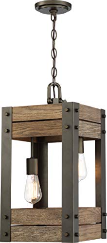 Image of Nuvo 60 /6425 Winchester 2-Light Pendant, Bronze & Aged-Wood Finish