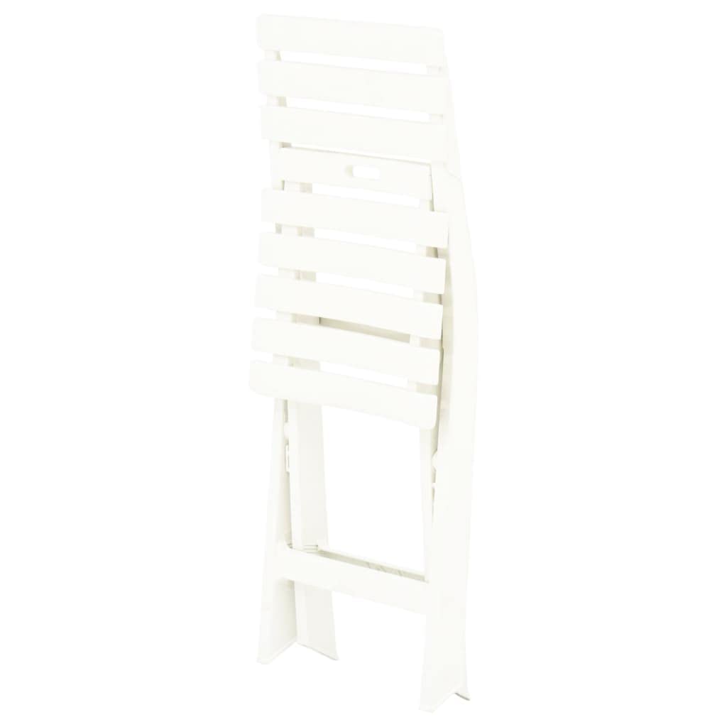 Lot de 2 chaises de jardin pliantes, en plastique, blanches, 44 x 41 x 78 cm, résistantes aux intempéries, légères et pliables, pour terrasse, balcon, camping, jardin