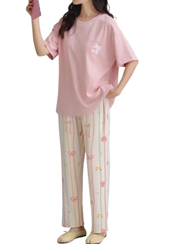 Image of Louis Luxe Womens Korean Night Dress|| Full Pyjama Set || Korean Nightsuit || Women Nightwear ||Round Neck Full Sleeve Nightsuit || Loungewear || Everyday Nightdress (ND-15)