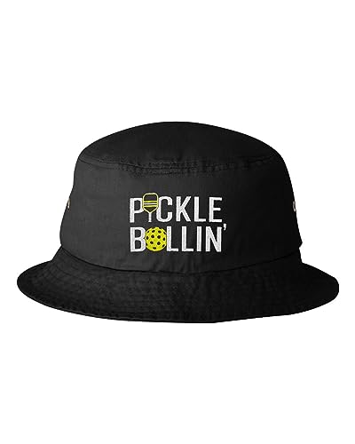 Go All Out One Size Black Bucket Pickleballin' Embroidered Cap Dad Hat