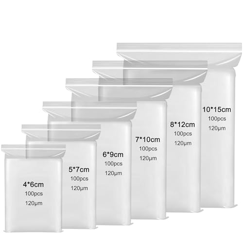 XiaoLidm 600 Stück Druckverschlussbeutel Klein in 6 Größen...