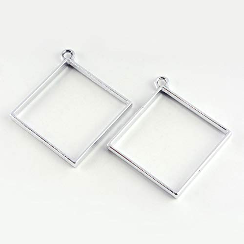 10Pcs Alloy Open Back Bezel Pendants, Jewelry Making Charm Bulk for Necklace Bracelet Earring Making, 1.89x1.73x0.14inch, Enamel, No Gemstone