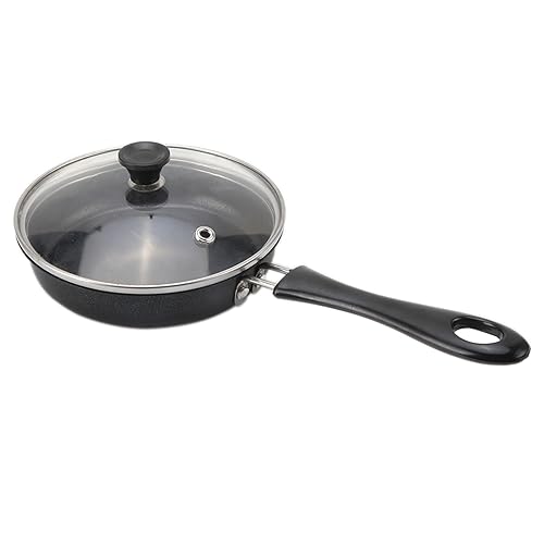 OhhGo Sartén para tortilla de 4.7 pulgadas, sartén antiadherente con tapa de cristal, 16 cm, incluye tapa, antiadherente, acero inoxidable, cocina portátil de camping, cocina de inducción/estufas