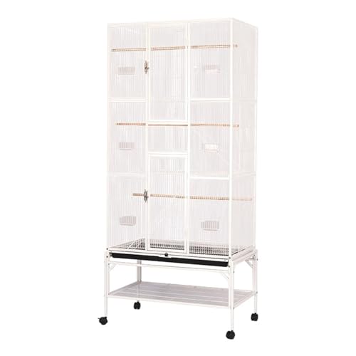 大型インコケージ 多頭飼いに最適な豪華な3段式鳥小屋。ヴィラスタイルのデザインで、室内でも玄関でもお使いいただけます。キャスター付きの頑丈な鳥小屋で 取り外し可能なトレー付き 移動や掃除も簡単です。オカメインコ、セキセイインコ、ハト、ラブバード、フィンチ、