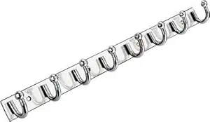 GAIYERA Pack 1 Stainless Steel Round -C Wall Door Hook Pemium Classic 8 Pin Cloth Hanger Wall Door Hooks Rail for Hanging Clothes, Towel Hook Rail