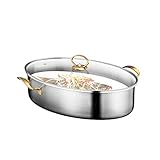 Xiaodou Housewares Dampfgarer Dick 304 Edelstahl Gedämpfte Fische Pot Oval Große Dampfer Multi-Use-Röstung Kochgeschirr