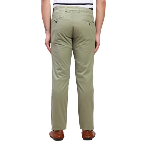Image of Parx Men's Cotton Blend Solid Pattern Low Rise Tapered Fit Flat Front Casual Trouser
