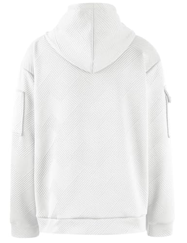 Kissonic Men's Quilted Hoodies Casual Long Sleeve Quarter Zip Tactical Pullover Sweatshirt with Pockets2