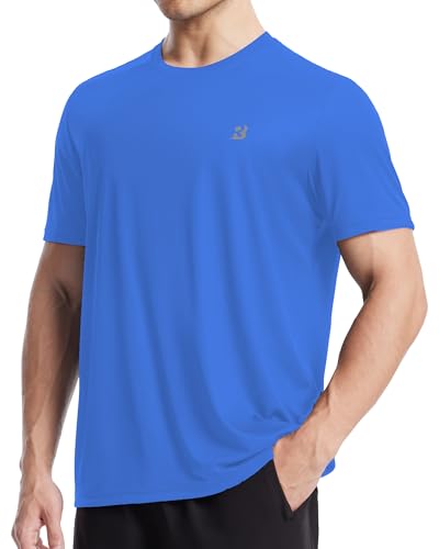 Roadbox Men's Workout Shirts Short Sleeve, Quick Dry Athletic Running T-Shirt, UPF 50+ UV Sun Protection Sports Gym Tee Tops