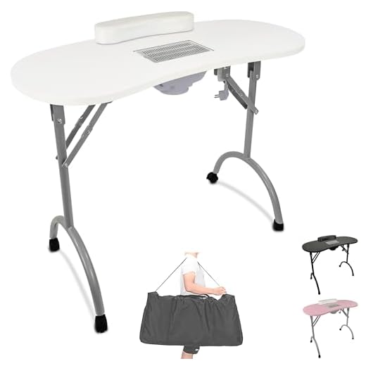 Beltom Maniküretisch mit Absaugung Nageltisch Tragbaresmanikürtisch Mobilesmanikürtisch - 12 KG - 98 x 44 x 77 cm - Weiß