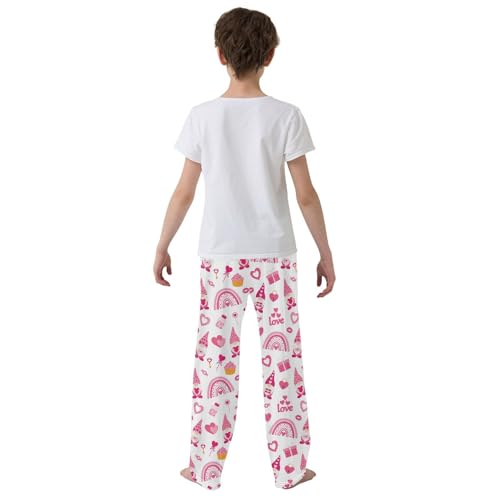 Gnome Love Heart Kiss Boys Long Pants Soft Trousers Elastic Waist Kids Lounge Bottoms with Pockets S-XL3