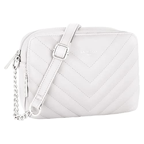 CRAZYCHIC - Sac Bandoulière Matelassé Femme - Petit Sac à Main Chaîne Porté Epaule Cuir PU - Pochette Rectangle 2 Compartiments Zip - Besace Sacoche Ville...
