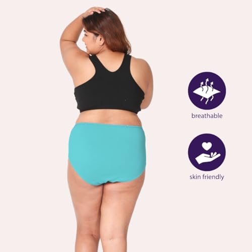 Image of Adira | 3XL to 10XL Cotton Panties for Women Plus Size | High Waist Panty with Full Coverage | Inside Elastic - No Elastic Exposure to Skin | Plus Size | Pack of 3
