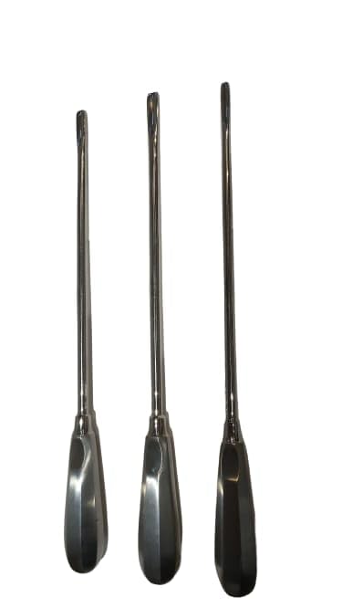 Revive set of three big animals teeth elevators with Steel Handles 8mm Tip 16″ Equine
