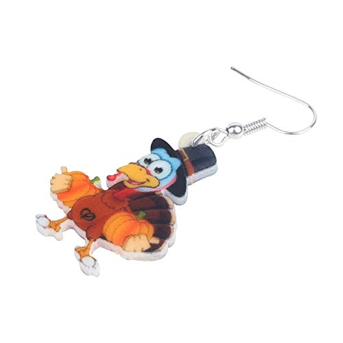 Bonsny Acrylic Thanksgiving Hat Turkey Chicken Pumpkin Earrings Drop Dangle Jewelry For Women Kids Charms Gifts #TOP3