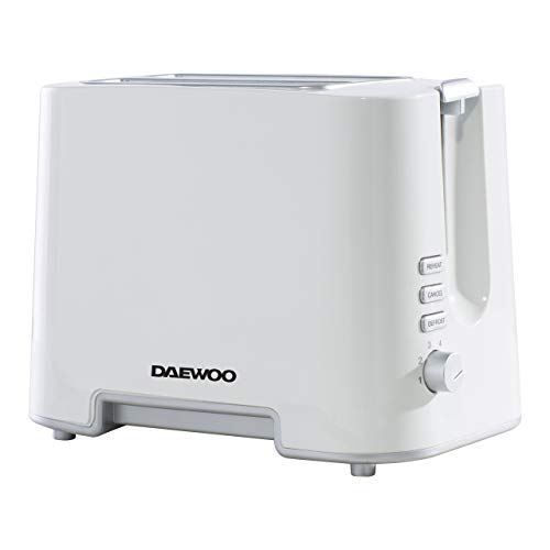 Daewoo 2 Slice Toaster – White, Compact, Variable Browning Control, Defrost, Reheat, Cancel Functions, Removable Crumb Tray, Ideal for Home, Student, Office Kitchens