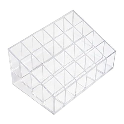Image of Transparent Cosmetic Makeup Organizer Clear 24 Lattices Lipsticks Cosmetic Lotion Makeup Organizer Storage Display Holder Stand