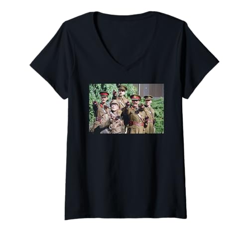 Photo de Femme Rowan Atkinson Blackadder Stephen Fry Hugh Laurie T-Shirt avec Col en V