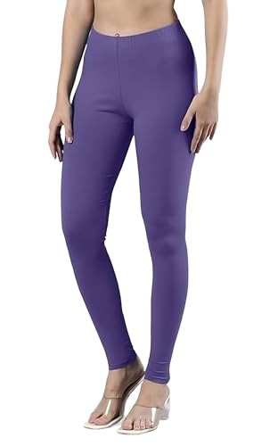 Image of ZAYANQA Combo of 2 Slim Fit Women /Girls Solid Stretchable Cotton Ankle Length Leggings with Ultrasoft Wide Elastic Waistband |Comfortable |Fashionwear|