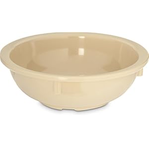 Carlisle FoodService Products Kingline Reusable Plastic Bowl Nappie Bowl for Home and Restaurant, Melamine, 14 Ounces, Tan, (Pack of 48)
