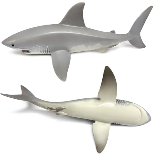 Image of SmilerSmile 7 inch Great White Shark Figurine Plastic Sea Creature Toy for Toddlers